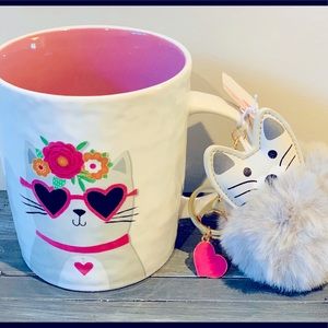 Cat Love Mug w/Fluffy Cat Keychain - ONE LEFT
